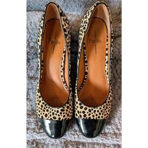 Women's Linea Paolo Suede Leather Animal Print Block Heels Pumps Size 10M